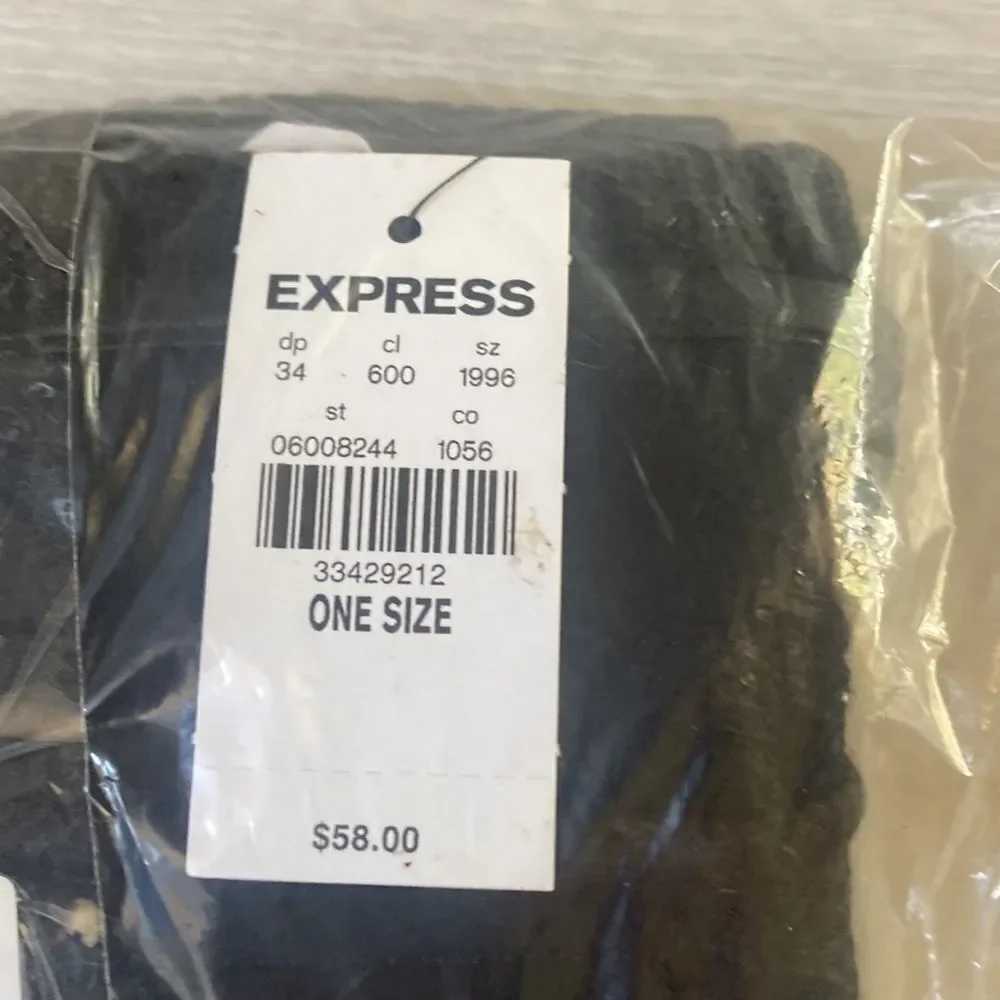 Express Black Puffer Gloves Black  one size NWT IN PACKAGING‎ UNOPENED